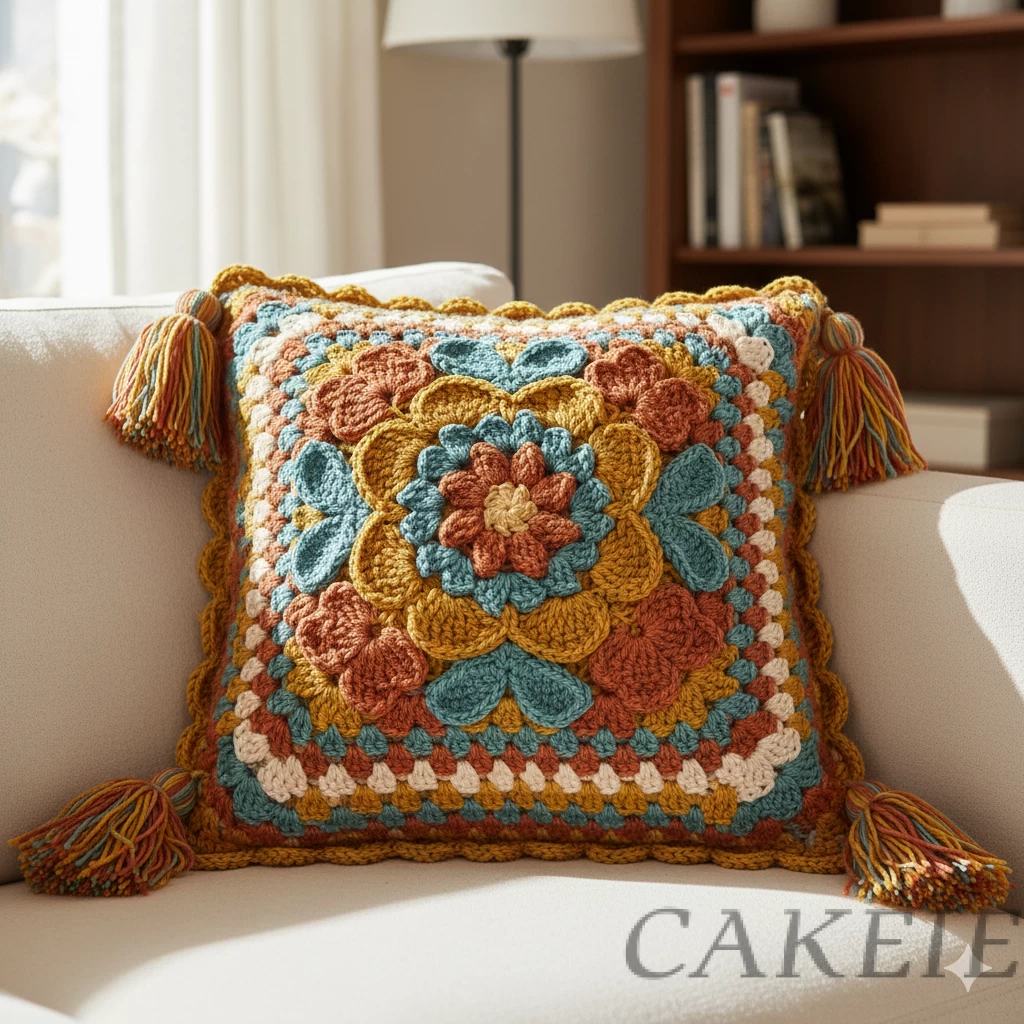 Crochet Decorative Cushion Cover